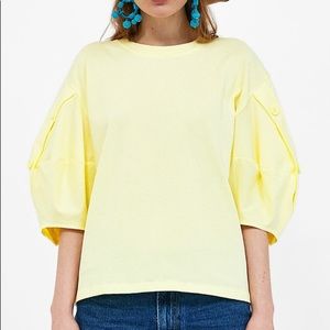 Zara yellow full sleeve t- shirt Sz S